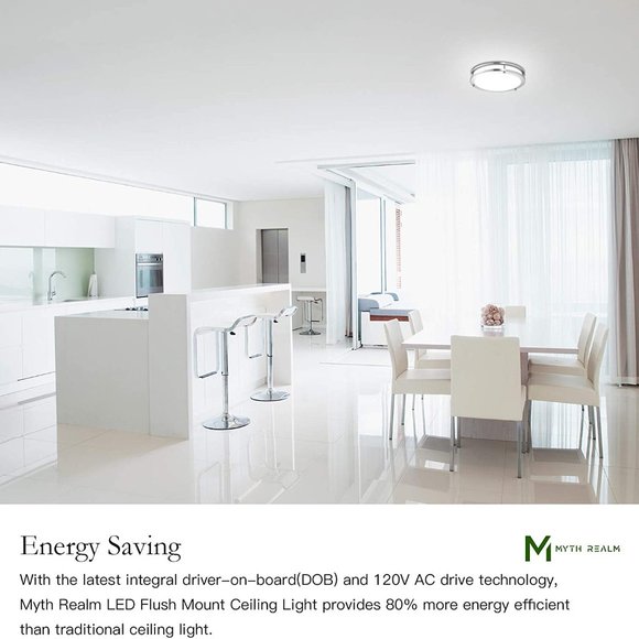 MYTH REALM 10" Double Rings LED Flush Mount Ceiling Light Silver 5000K - Picture 5 of 11